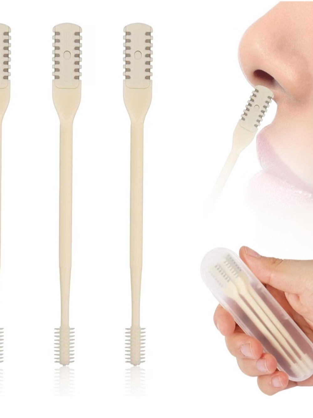 Brand New Mini Beige Dual-Ended Rotating Nose Trimmer And Cleaner In Box